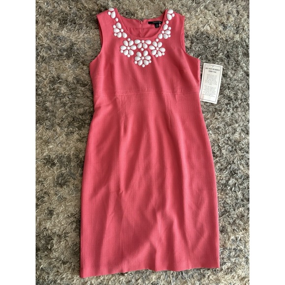 Chadwick's Coral Beaded Sleeveless Midi Dress Sz 8 New NWT - Picture 1 of 6